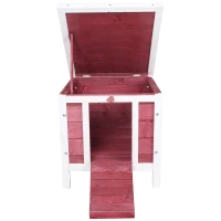 PawHut Coelheira de Madeira Exterior Coelheira para Roedores Animais de Estimação Pequenos com Teto Asfáltico e Rampa Antiderrapante 42x51x43cm Vermelho(m-7)