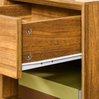 HOMCOM Modern Bedside Table Nightstand, Living Room End Table, Side Table with Drawer and Shelf, Walnut Brown(m-8)