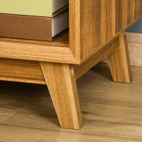HOMCOM Modern Bedside Table Nightstand, Living Room End Table, Side Table with Drawer and Shelf, Walnut Brown(m-9)