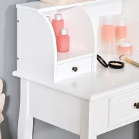 HOMCOM Dressing Table Vanity Make-Up 4 Drawers Dividers Console Desk Bedroom Furniture Nightstand Cosmetic Storage White(m-7)