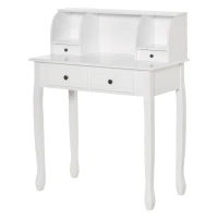 HOMCOM Dressing Table Vanity Make-Up 4 Drawers Dividers Console Desk Bedroom Furniture Nightstand Cosmetic Storage White(m-11)