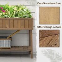 Outsunny Wooden Herb Planter Raised Bed Container Garden Plant Stand Bed 8 Boxes 110L x 46W x 76Hcm Brown(m-7)