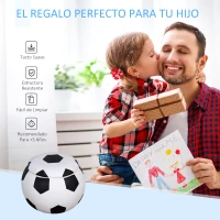 HOMCOM Baúl Puff Taburete para Almacenaje Mini Sofá para Niños Diseño Balón de Fútbol 51,5x51,5x36 cm Blanco y Negro(m-6)