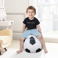 HOMCOM Baúl Puff Taburete para Almacenaje Mini Sofá para Niños Diseño Balón de Fútbol 51,5x51,5x36 cm Blanco y Negro(m-2)