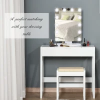 HOMCOM Hollywood Makeup Mirror with 12 Dimmable Bulbs, Multiple Color Modes, Table Top Vanity Mirror for Dressing Table, Smart Touch Control, Plug in(m-4)