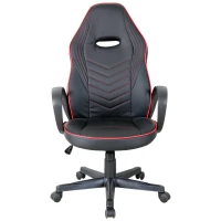Vinsetto Home Office Faux Leather Executive Chair High Back Desk Gaming Gamer Swivel Chair Adjustable Height, Wheels, Arm, Black Red(m-11)