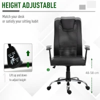 Vinsetto Office Chair, Computer Desk Chair, Mesh and PU Leather Swivel Chair with Adjustable Height and Rolling Wheels for Home Office Work Study, Black(m-4)