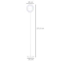 HOMCOM Modern Floor Lamp, Dimming Uplighter Standing Lamp with 3 Brightness, Adjustable Head for Living Room, Bedroom, 171.5cm, White(m-3)