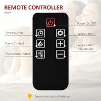 HOMCOM Electric Wall-Mounted Fireplace Heater with Adjustable Flame Effect, Remote Control, Timer, 1800/2000W, Black(m-7)