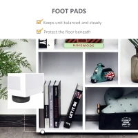 HOMCOM 5 Units Storage Shelf Bookcase Home Display Square Frame w/ Melamine Surface Foot Pads Living Room Bedroom Furniture White(m-4)