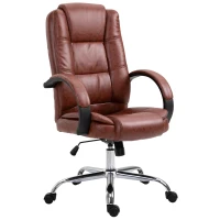 Vinsetto Office Chair, PU Leather Desk Chair with 13cm Soft Padded Seat and Backrest, Swivel Chair with Adjustable Height and Rolling Wheels, Brown(m-11)