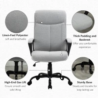 Vinsetto High Back Executive Chair Ergonomic Task Seat Home Office Swivel  Computer Chair for Sturdy with Padded Armrests, Adjustable Height, Light Grey(m-6)