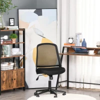 Vinsetto Swivel Mid Back Office Chair Mesh Fabric Computer Home Study Bedroom Conference Armless Leisure Chair with Wheels, Black(m-2)