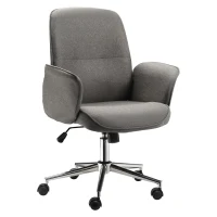 Vinsetto Rocking Chair Office Chair Mid Back Executive Adjustable with Wheels Light Grey(m-1)