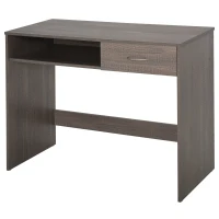 HOMCOM Compact Computer Desk, Study Table with Drawer and Storage Compartment, Writing Workstation, Grey(m-11)