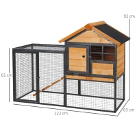 PawHut Wood-metal Guinea Pigs Hutches Elevated Pet Bunny House Rabbit Cage with Slide-Out Tray Outdoor(m-3)