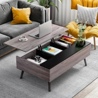 HOMCOM Lift-Top Coffee Table with storage, 100x 65 x 39cm Grey(m-11)