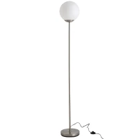 HOMCOM 171cm Glass Globe Floor Lamp Metal Frame Sphere Light Pedal Switch Home Office Living Room Modern Unique Standing Beautiful Furnishing - Grey(m-9)