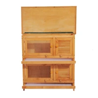 Pawhut 90cm 2 Tiers Double Decker Wooden Guinea Pigs Hutches Pet Cage(m-12)