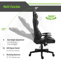Vinsetto Gaming Office Chair w/ Massage Lumbar Support, Camouflage Panels, 5 Wheels, Adjustable Arms Height, High Back Racing Gamer Recliner, Green(m-5)