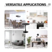 HOMCOM Modern Round Dining Table Leisure Coffee Bistro Table with Metal Base for Kitchen & Dining Room Black(m-7)