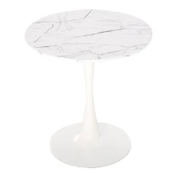 HOMCOM Modern Round Dining Table Leisure Coffee Bistro Table with Metal Base for Kitchen & Dining Room White(m-1)