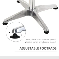 HOMCOM Height Adjustable Bistro Table Pub Bar Square Table Stainless Steel Top Aluminium Edge 60 x 60cm(m-6)