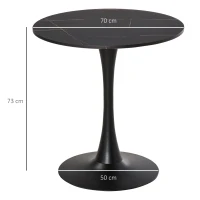 HOMCOM Modern Round Dining Table Leisure Coffee Bistro Table with Metal Base for Kitchen & Dining Room Black(m-3)