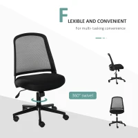 Vinsetto Swivel Mid Back Office Chair Mesh Fabric Computer Home Study Bedroom Conference Armless Leisure Chair with Wheels, Black(m-7)