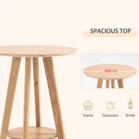 HOMCOM Round Cocktail Bar Table Dinning Table with Wood Legs for Pub, Dining Room, Kitchen & Home bar(m-4)