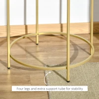 HOMCOM Round Side Table Morden Coffee Tables with Gold Metal Base, Table with Tempered Glass Tabletop, for Living Room, Bedroom, dining room(m-5)