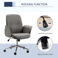 Vinsetto Rocking Chair Office Chair Mid Back Executive Adjustable with Wheels Light Grey(m-5)