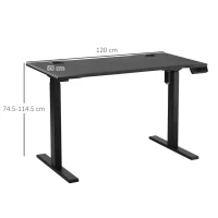 Vinsetto Electric Height Adjustable Standing Desk, 120 cm x 60 cm Memory Preset Stand Up Workstation for Home, Office, Black(m-3)
