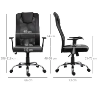Vinsetto Office Chair, Computer Desk Chair, Mesh and PU Leather Swivel Chair with Adjustable Height and Rolling Wheels for Home Office Work Study, Black(m-3)