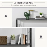 HOMCOM Industrial Console Table with Storage Shelf, Narrow Hallway Dressing Desk with Metal Frame for Living Room, Bedroom, Grey and Black(m-5)