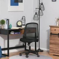 Vinsetto Swivel Mid Back Office Chair Mesh Fabric Computer Home Study Bedroom Conference Armless Leisure Chair with Wheels, Black(m-10)