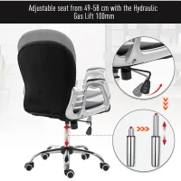 Vinsetto Office Chair Ergonomic 360° Swivel Diamante Tufted Home Work Velour Padded Base 5 Castor Wheels Black(m-5)