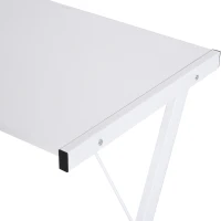 HOMCOM Office Gaming Desk L Shape Straight Corner Table Computer Work Station Laminated Sturdy w/ Keyboard Tray White(m-7)