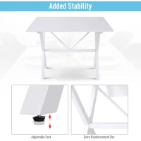 HOMCOM Dining Table Drop Leaf Metal Frame MDF Top Folding Expandable 6 Person White(m-5)