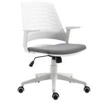 HOMCOM Mid-Back Office Chair Swivel Task Computer Desk Chair for Home w/ Arm, Rolling Wheels, Adjustable Height, Grey(m-1)