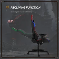 Vinsetto Gaming Chair with RGB LED Light, 2D Arm, Lumbar Support, Height Adjustable Swivel Office Computer Recliner, Racing Gamer Desk Chair for Home, Black(m-5)