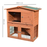 PawHut 2 Tier Rabbit Hutch Guinea Pig Hutch Ferret Cage with Ramp Slide Out Tray for Indoor Outdoor 100.5 x 55 x 101 cm(m-3)