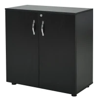 Vinsetto Lockable Office Storage Cabinet 2-Tier Filing Cabinet w/ Feet 2 Keys Melamine Coating Aluminium Handles Home Office Printer Stand Black(m-1)