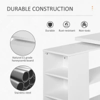 HOMCOM Corner Desk L-Shaped Straight Computer Desk with Rotating Storage Shelf, White Wood Grain(m-6)
