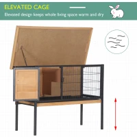 PawHut Wooden Guinea Pigs Hutches Elevated Pet House Bunny with Slide-Out Tray Outdoor Natural(m-7)