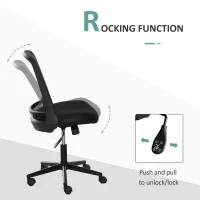 Vinsetto Swivel Mid Back Office Chair Mesh Fabric Computer Home Study Bedroom Conference Armless Leisure Chair with Wheels, Black(m-6)