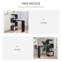 HOMCOM Modern Bar Counter Beverage Table Storage Display Wooden Shelf Shelving Room Divider (Black)(m-5)