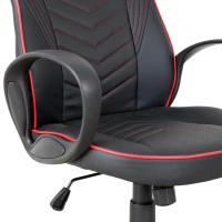 Vinsetto Home Office Faux Leather Executive Chair High Back Desk Gaming Gamer Swivel Chair Adjustable Height, Wheels, Arm, Black Red(m-5)