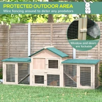 PawHut Guinea Pigs Hutches, 210Lx45.5Wx84.5H cm, Fir Wood-Natural Wood Colour(m-5)