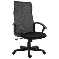 Vinsetto Executive High Mesh Back Office Chair w/ Fixed Armrests Adjustable Height Wheels Wide Padded Seat Home Work Comfort Support Black(m-1)